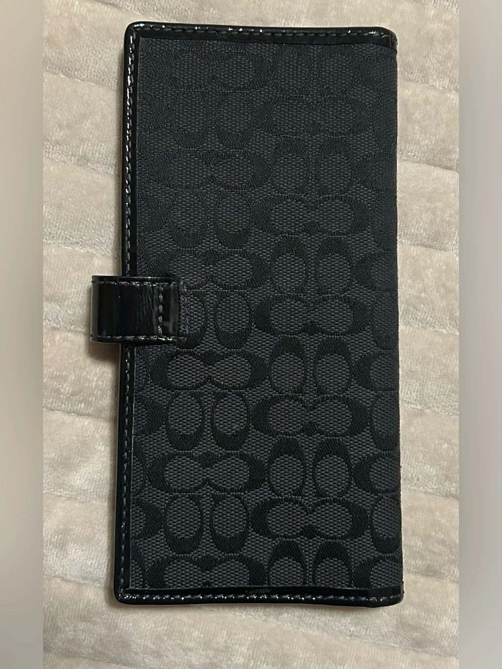 Coach Black Signature Jacquard Wallet Case with Snap Tab